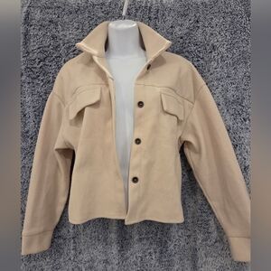 Cream Utility Crop Jacket Small